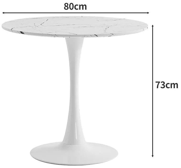 Τραπέζι Balou II MDF σε λευκό μαρμάρου απόχρωση Φ80x75εκ 80x80x75 εκ.