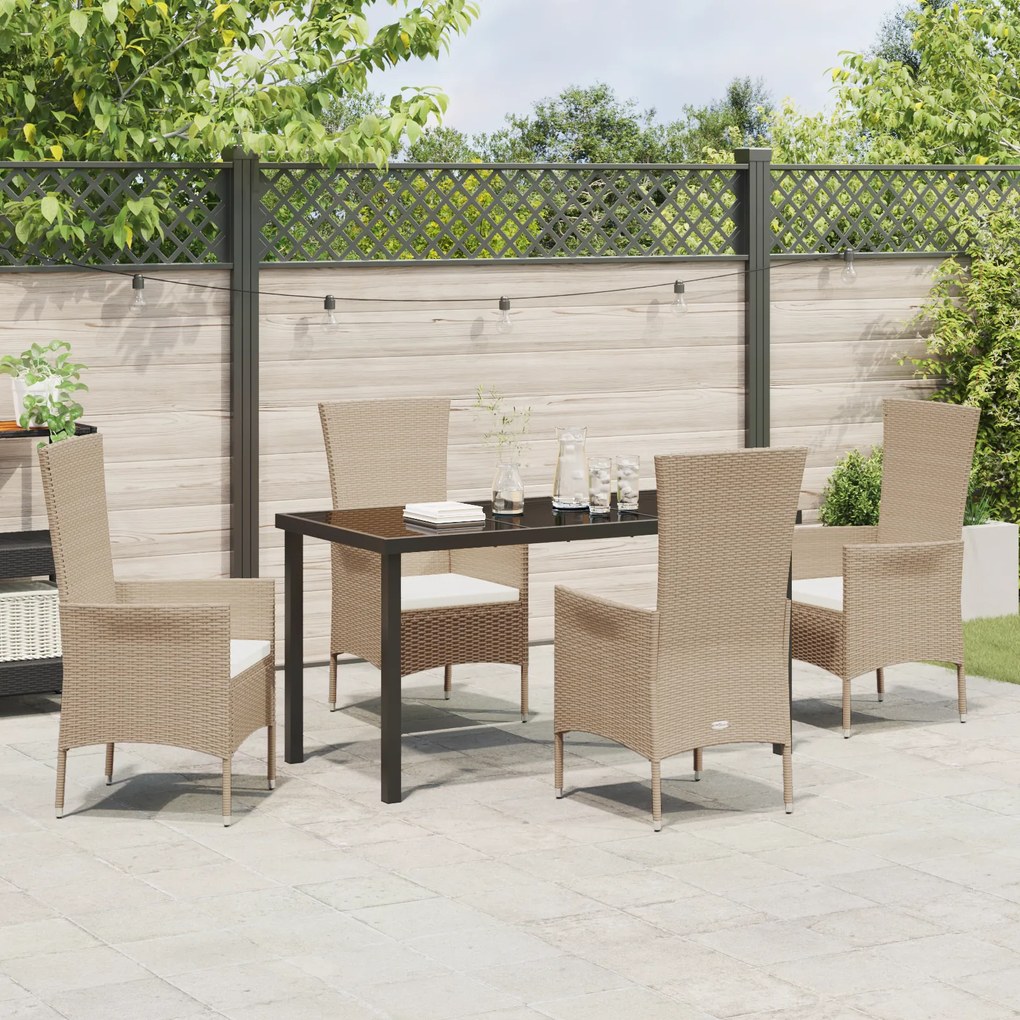 vidaXL Σετ Τραπεζαρίας Κήπου 5 pcs Μπεζ Μαύρο 140 x 70 x 73 cm