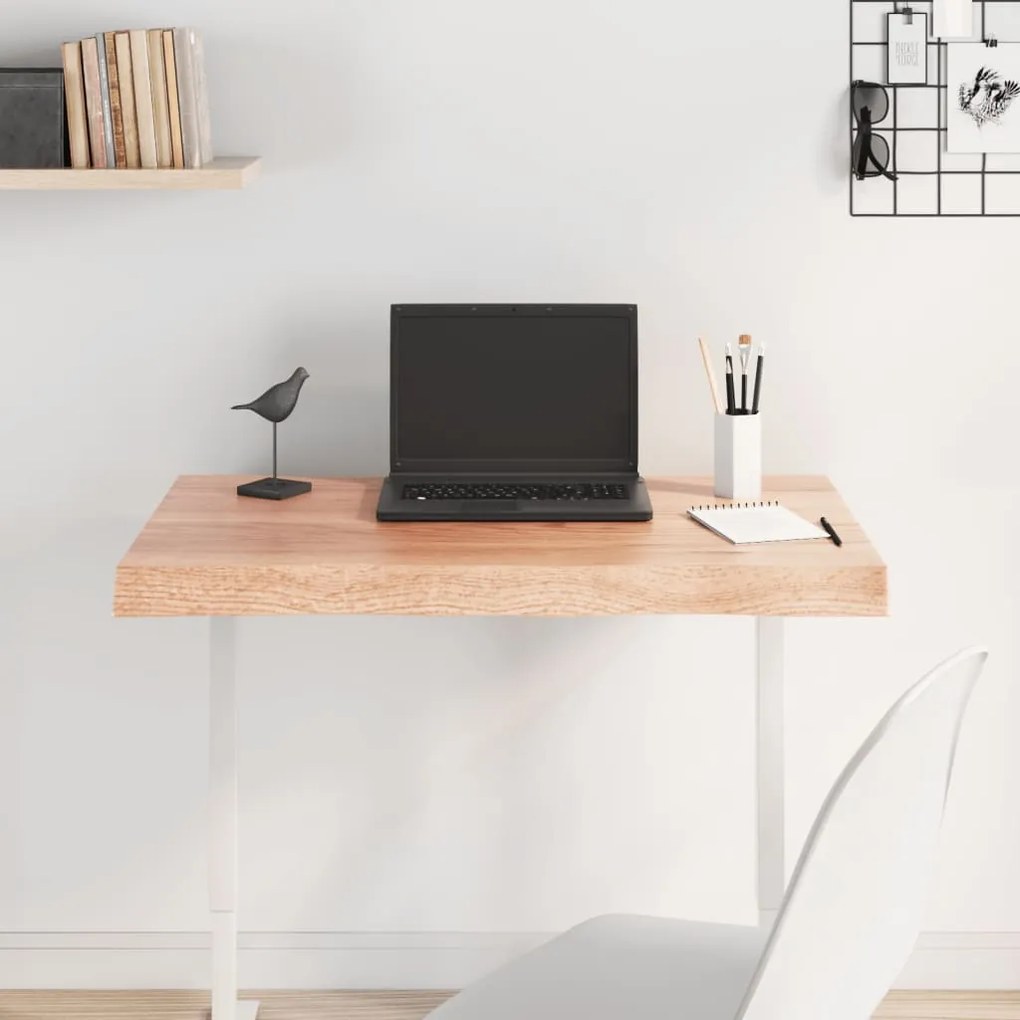 vidaXL Επιφ Τραπεζιού Αν Καφέ 80x40x(2-6)εκ. Ακατέργ. Μασίφ Ξύλο Δρυός