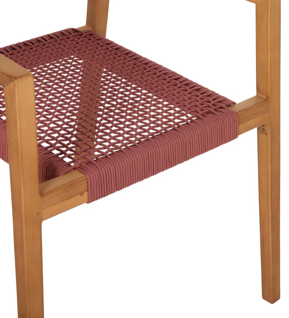Πολυθρόνα CHARLOTTE Ξύλο Teak Φυσικό και Σχοινί Ρόζ 59x54x83Yεκ. 59x54x83 εκ.