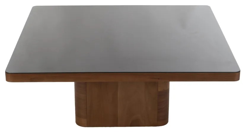 Artekko MT Καφέ Ξύλινο Τραπέζι Σαλονιού με Μαύρο Τζάμι (100x100x40)cm Artekko 783-4306