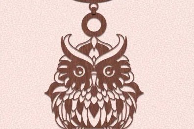 Σετ των 2 Intra απο ξύλο plywood 3mm-4mm πάχος – Ξύλινο κολιέ κουκουβάγιας κοπής με λέιζερ Δίασταση  20x20 cm INTRAFABR-74932807