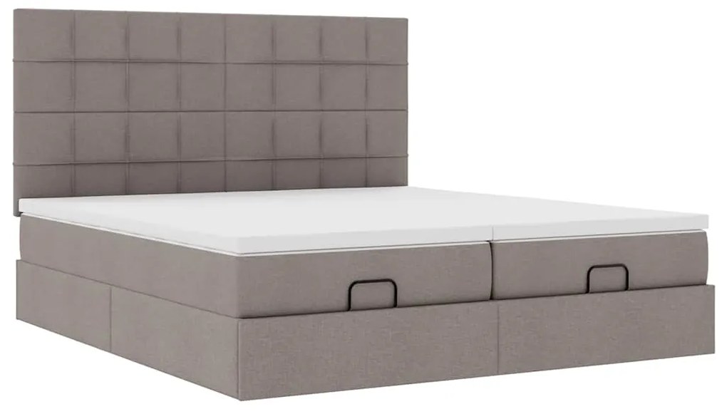 vidaXL Οθωμανικό κρεβάτι με στρώματα & LEDs Taupe 200x200cm ύφασμα