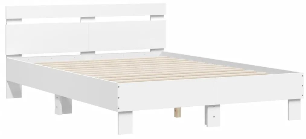 Πλαίσιο Κρεβατιού με Κεφαλάρι/LED Λευκό 120x190 εκ. - Λευκό