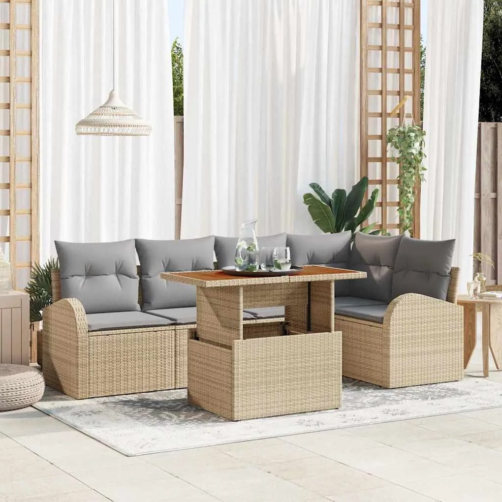 vidaXL Σετ Καναπέ Κήπου 6 pcs μπεζ και ανοιχτό γκρι 100 x 55 x 73 εκ