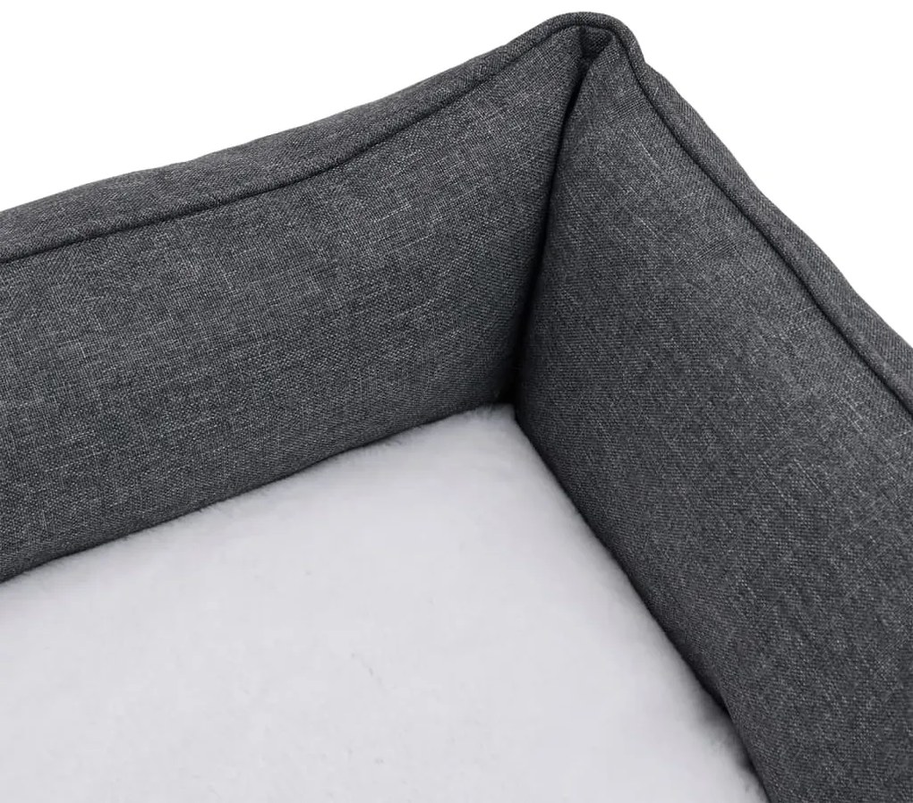 vidaXL Κρεβάτι Σκύλου Γκρι/Λευκό 85,5 x 70 x 23 εκ. Όψη Λινού Φλις
