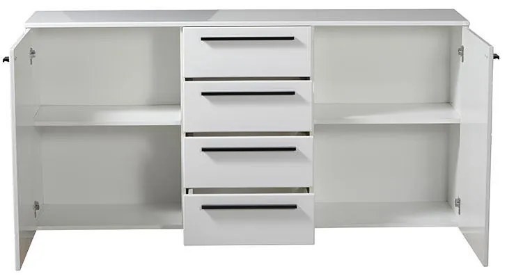 Κομότα - Μπουφές Ksanti 3K4F Λευκή - Λευκή Λάκα 163x40x80.5 εκ. 163x40x80.5 εκ.