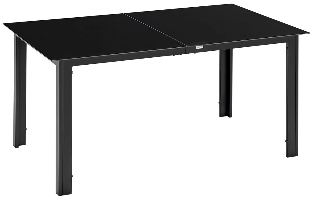 Επιτραπέζιο τραπεζάκι κήπου Outsunny για 6 άτομα, ανθεκτικό στις καιρικές συνθήκες, σκληρυμένο γυαλί, τραπέζι βεράντας, 150 cm x 90 cm x 74 cm, Μαύρο