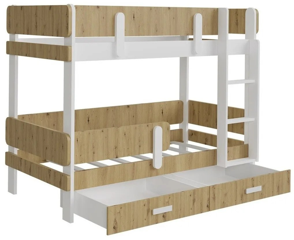 Κουκέτα Henderson 144, Δύο ορόφων, Ανοιχτό καφέ, 90x200, Ξύλο, Πλαστικοποιημένη μοριοσανίδα, Τάβλες για Κρεβάτι, 103x208x156cm, 79 kg, Ξύλο: Πεύκο
