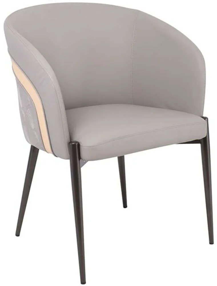 Πολυθρόνα Lena ΕΜ178,2 60x60x80cm Light Grey-Black Μέταλλο,Τεχνόδερμα