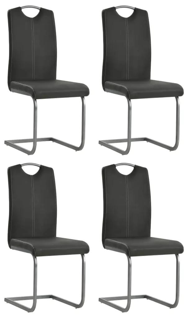 Καρέκλες Τραπεζαρίας «Πρόβολος» 4 τεμ. Γκρι από Συνθετικό Δέρμα