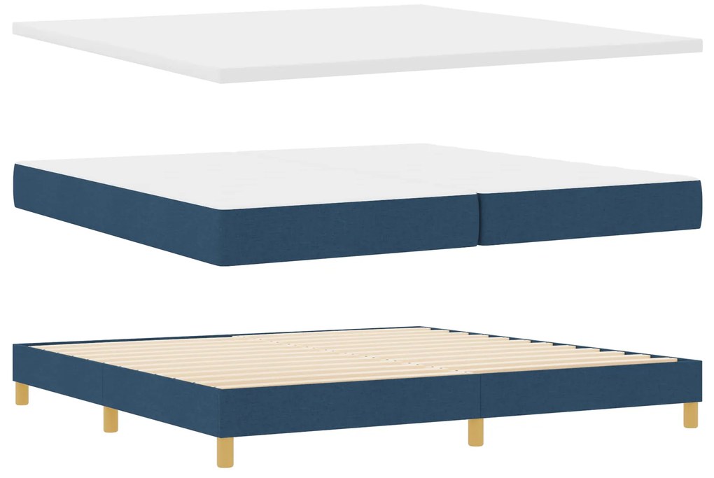 vidaXL Κρεβάτι Box Spring με Στρώμα Μπλε, 200 x 200 cm, Υφασμάτινο