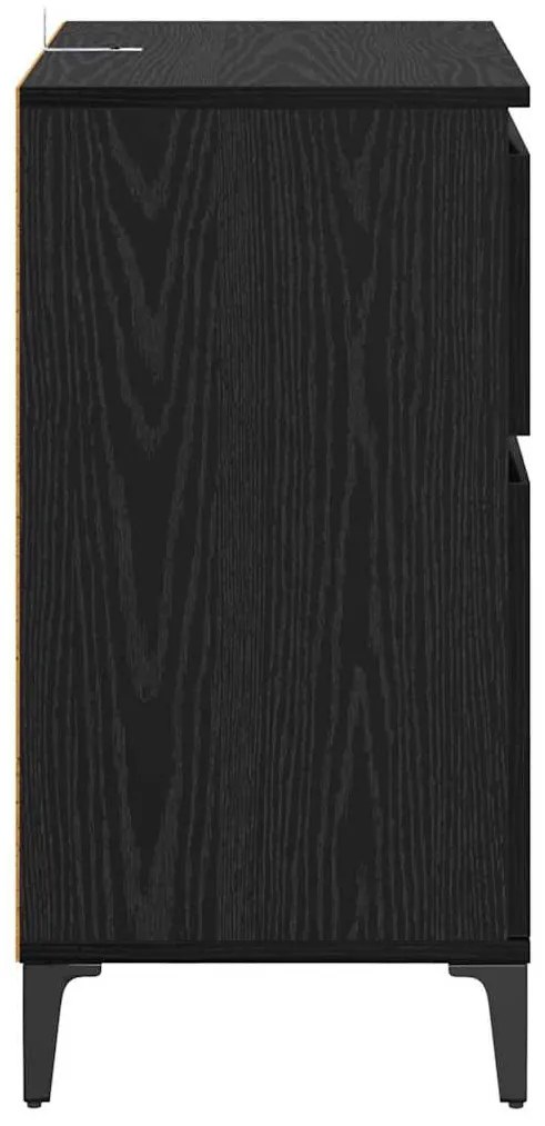 vidaXL Πλαϊνό γραφείο με συρτάρι Μαύρη Οξυά 60 x 35 x 70 cm