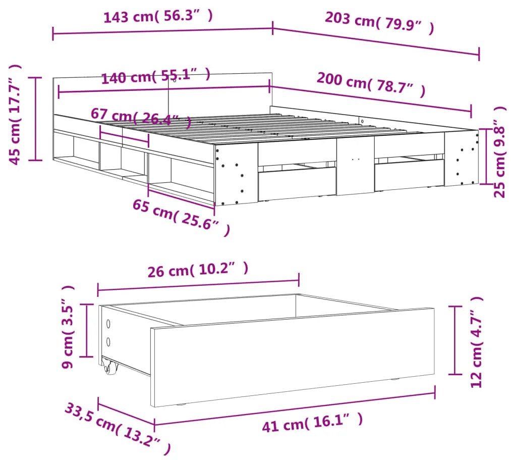 ΠΛΑΙΣΙΟ ΚΡΕΒΑΤΙΟΥ ΜΕ ΣΥΡΤΑΡΙΑ ΜΑΥΡΟ 140X200 ΕΚ ΕΠΕΞΕΡΓ. ΞΥΛΟ 3280749