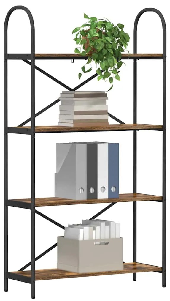 vidaXL Ράφι Βιβλίων Καπνιστή δρυς 80 x 30 x 146 εκ Επεξεργασμένο ξύλο