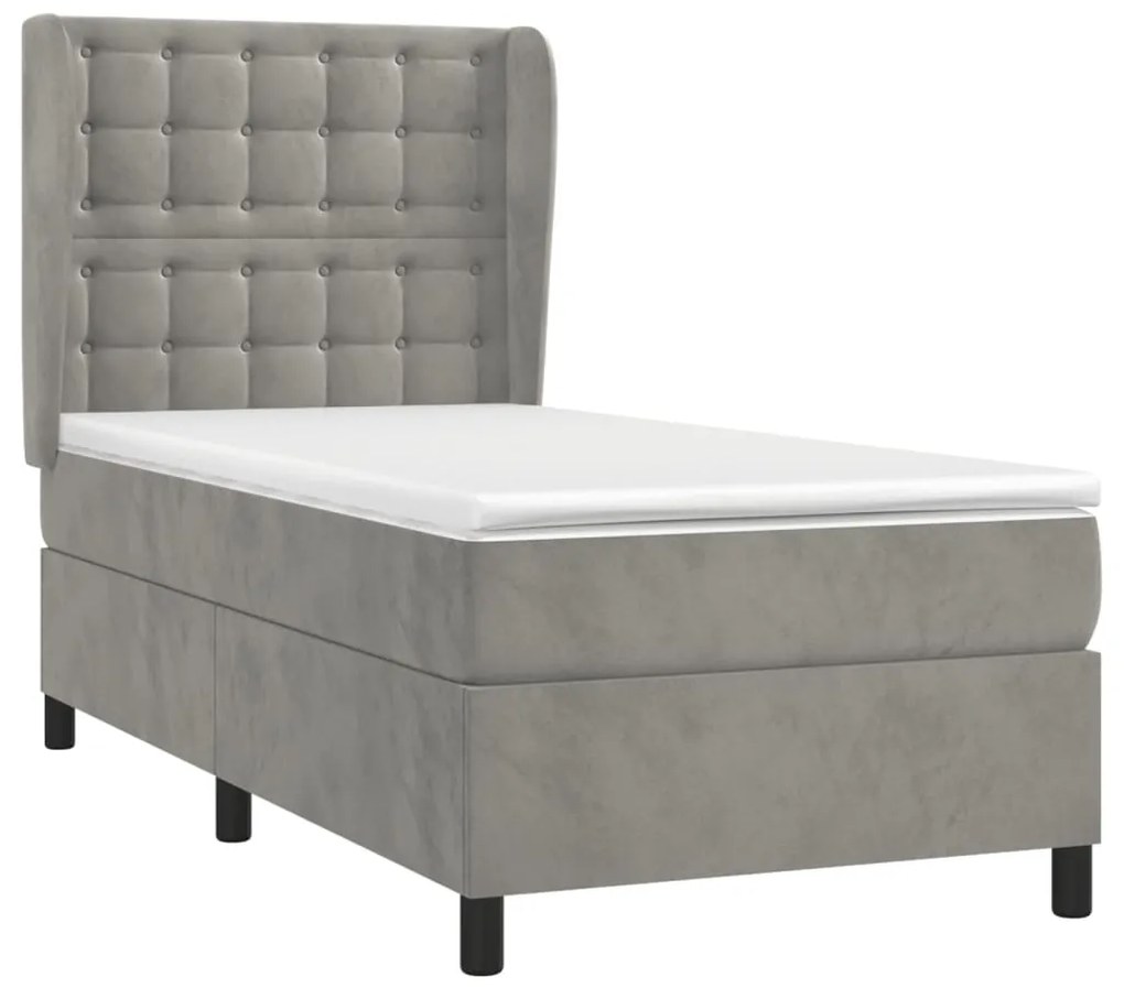 ΚΡΕΒΑΤΙ BOXSPRING ΜΕ ΣΤΡΩΜΑ ΑΝΟΙΧΤΟ ΓΚΡΙ 90X190 ΕΚ. ΒΕΛΟΥΔΙΝΟ 3129423