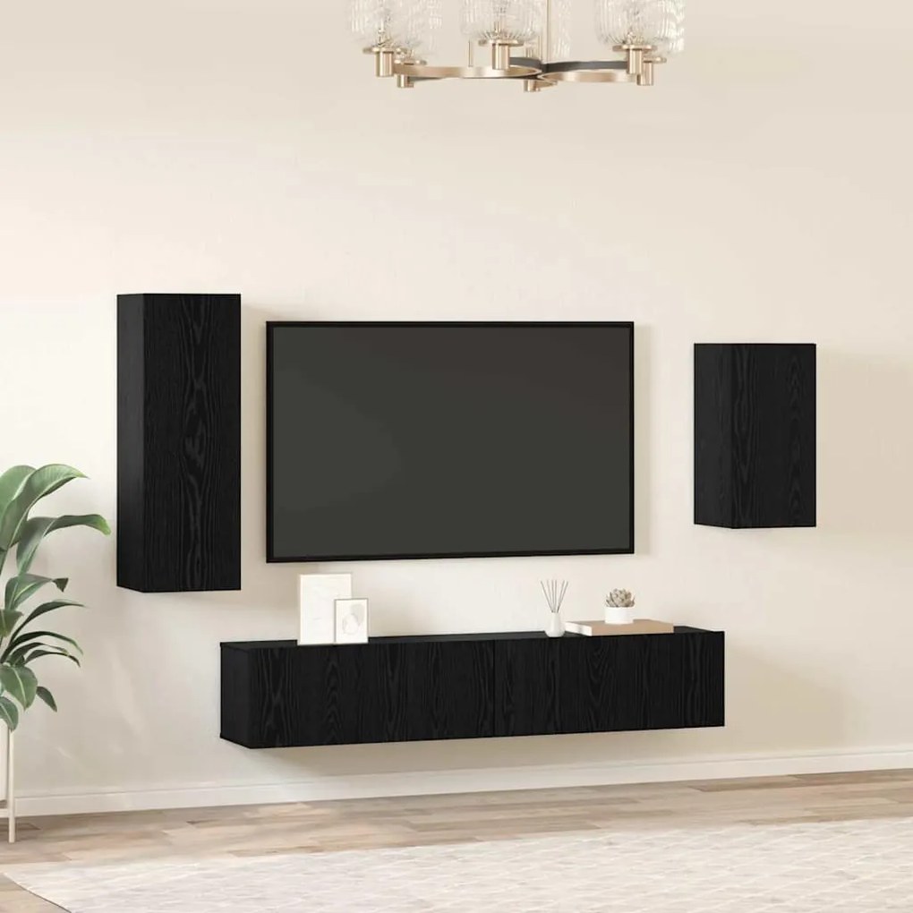 vidaXL Σετ επίπλου τηλεόρασης 4 pcs Μαύρη δρυς 30.5 x 30 x 90 cm