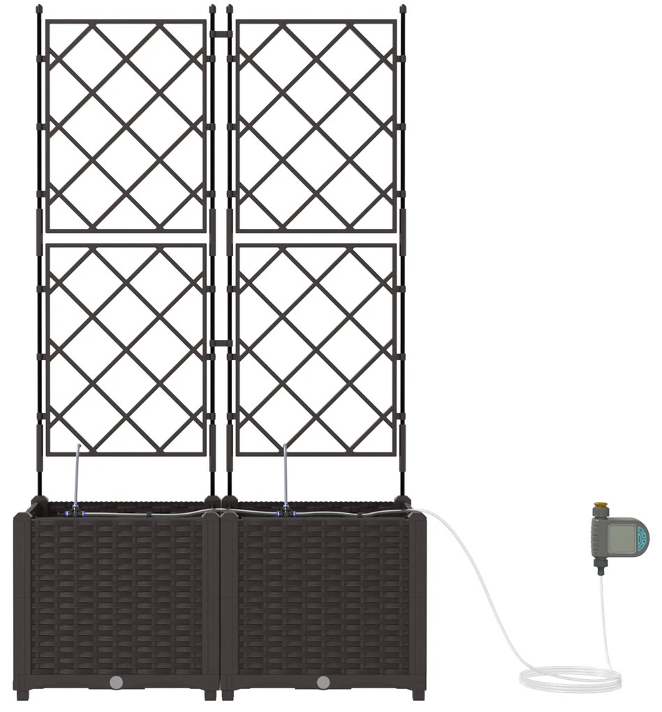 vidaXL Γλάστρες Κήπου 1 τεμ Καφασωτό Καφέ 80 x 40 x 142 cm Πλαστικό