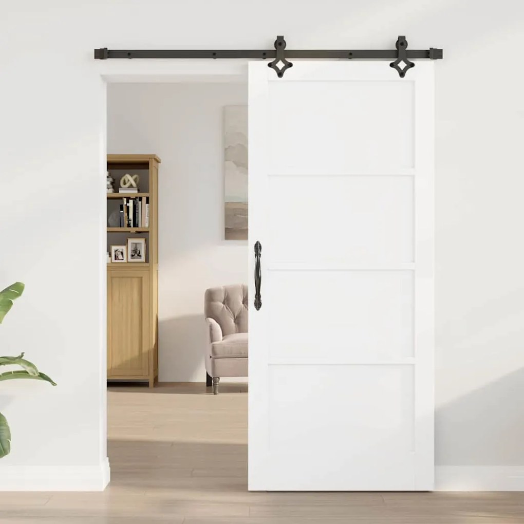 vidaXL Σετ Συρόμενης Πόρτας ORKDAL Λευκό και μαύρο 86 x 198.5 cm