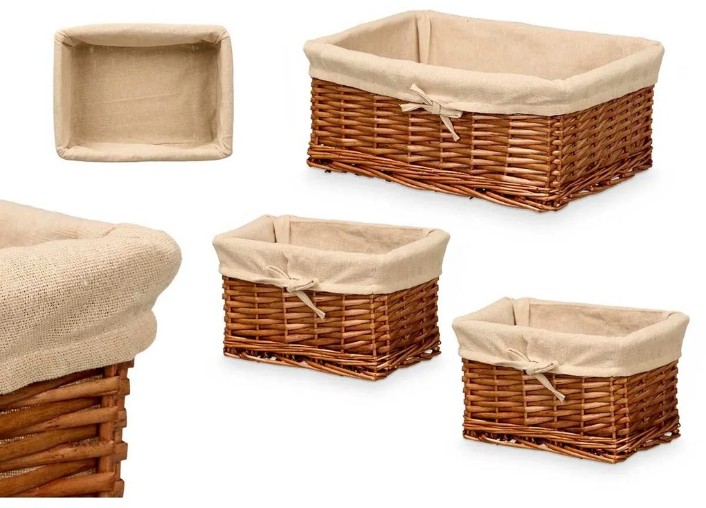 Σετ καλαθιών Kipit πολυεστέρας λυγαριά Ύφασμα 50 % βαμβάκι 39 x 16 x 30 cm 3 Τεμάχια