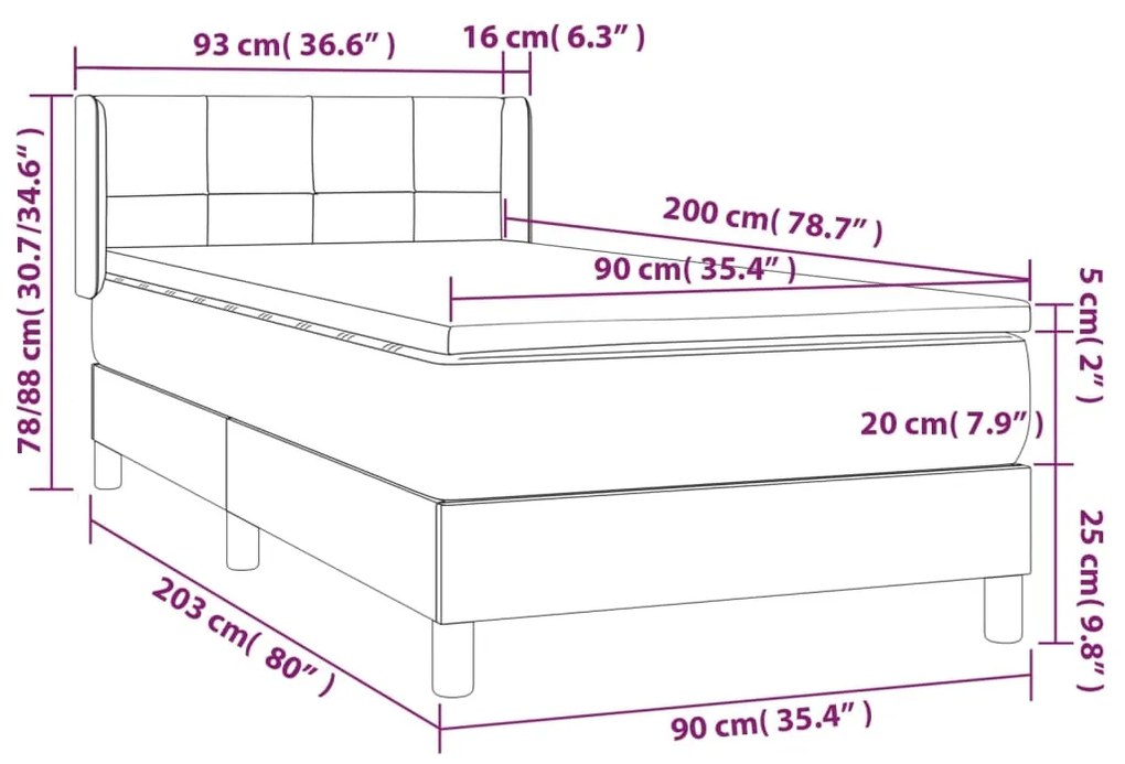 ΚΡΕΒΑΤΙ BOXSPRING ΜΕ ΣΤΡΩΜΑ ΚΡΕΜ 90X200 ΕΚ.ΥΦΑΣΜΑΤΙΝΟ 3129686