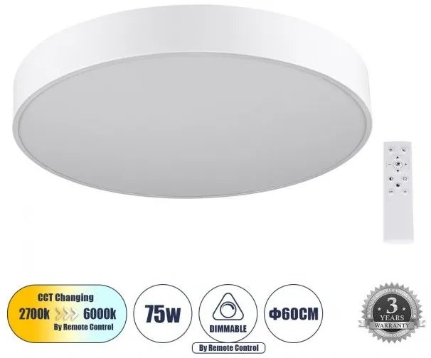 Πλαφονιέρα Φωτιστικό Οροφής LED CCT 75W 8625lm BURTON Globostar 61203-1 Λευκό