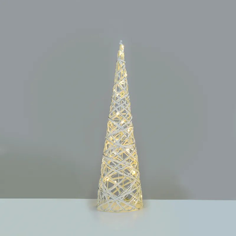 "WHITE &amp; SILVER CONE TREE" 30 MINI WW LED ΛΑΜΠ. ΜΠΑΤ. 3ΧΑΑ,IP20 Φ17X60CM ACA X11301118