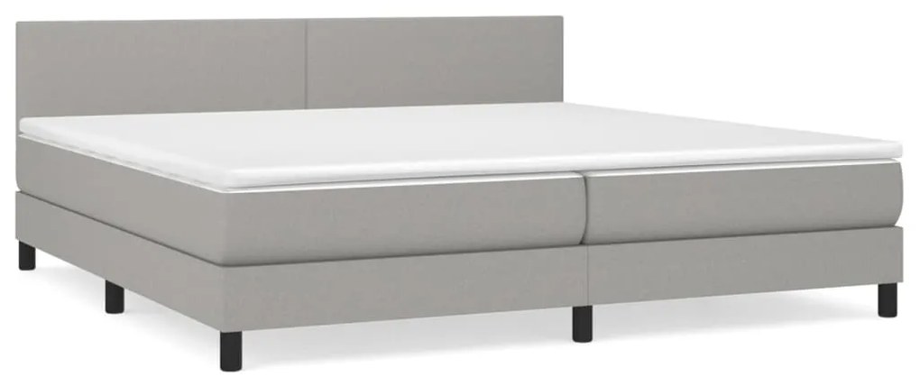 vidaXL Κρεβάτι Boxspring με Στρώμα Ανοιχτό Γκρι 200x200 εκ. Υφασμάτινο