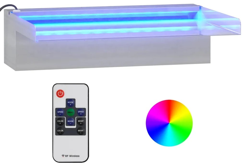 vidaXL Σιντριβάνι Καταρράκτης Πισίνας με RGB LED 30 εκ Ανοξειδ. Ατσάλι