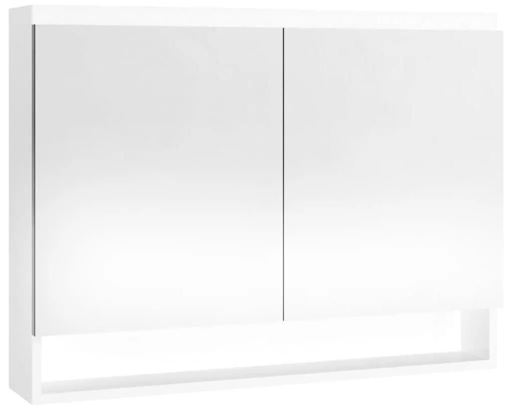 vidaXL Ντουλάπι Μπάνιου με Καθρέφτη 80x15x60 εκ. Λαμπερό Λευκό από MDF