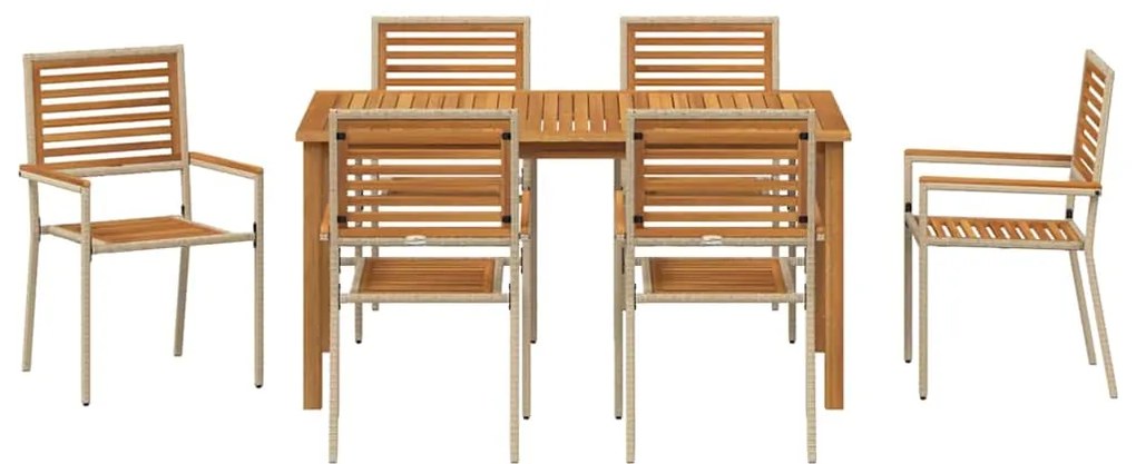 vidaXL Σέτ φαγητού για κήπο 7 pcs Μπεζ Στερεό Ξύλο Ακακίας