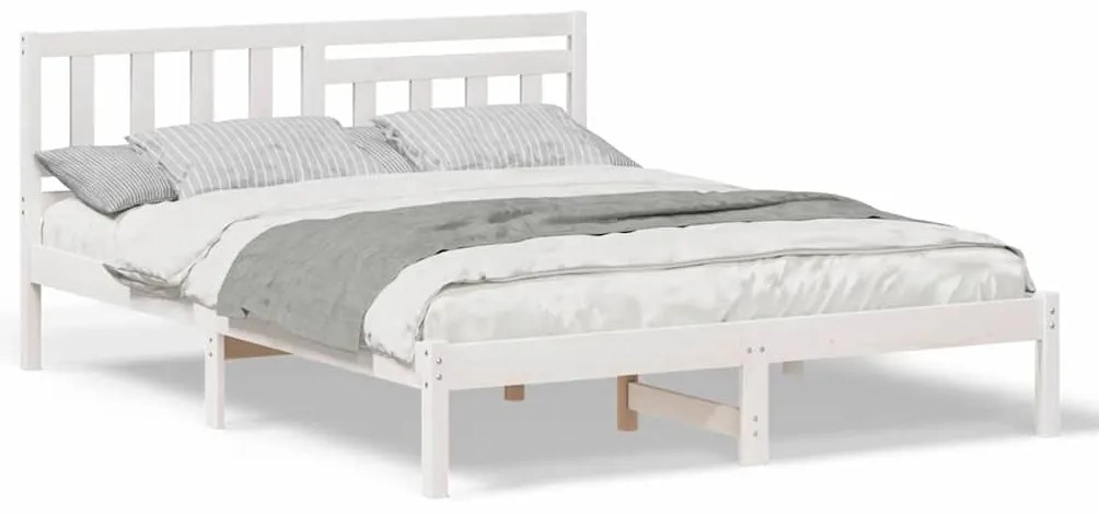vidaXL Σκελετός Κρεβατιού Λευκό 140 x 200 cm Μασίφ ξύλο πεύκου