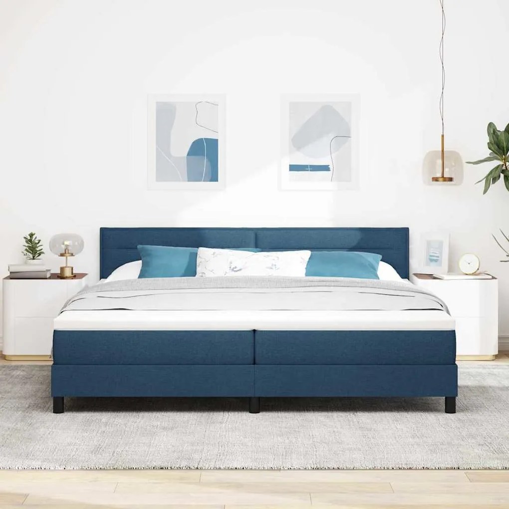 vidaXL Κρεβάτι με ελατήρια με στρώμα Μπλε 200 x 200 cm ύφασμα