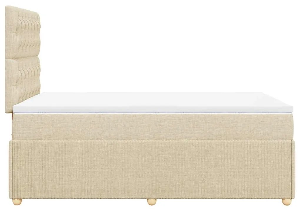 vidaXL Κρεβάτι Boxspring με Στρώμα Κρεμ 120x200 εκ. Υφασμάτινο