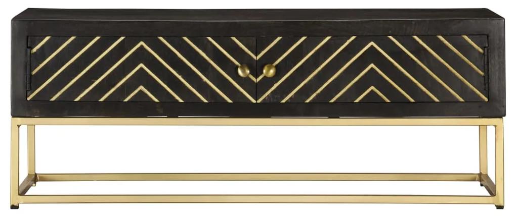 vidaXL Τραπεζάκι Σαλονιού Μαύρο/Χρυσό 90x50x35 εκ. Μασίφ Ξύλο Μάνγκο