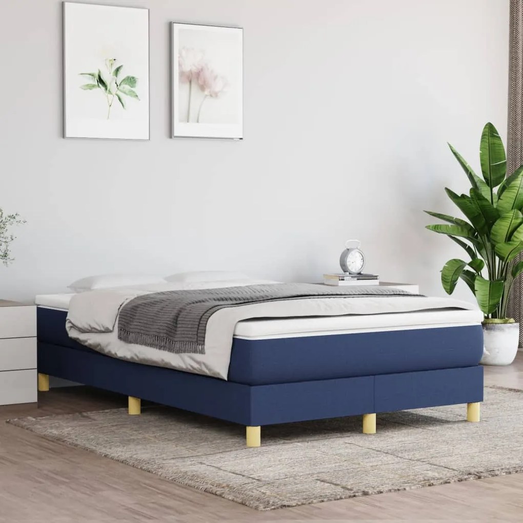 vidaXL Κρεβάτι Boxspring με Στρώμα Μπλε 120x200 εκ. Υφασμάτινο