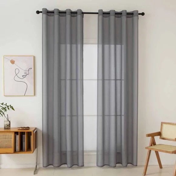 Beauty Home Ύφασμα κουρτίνας με το μέτρο γάζα Sharp Art 8448 Φ300 Άνθρακί