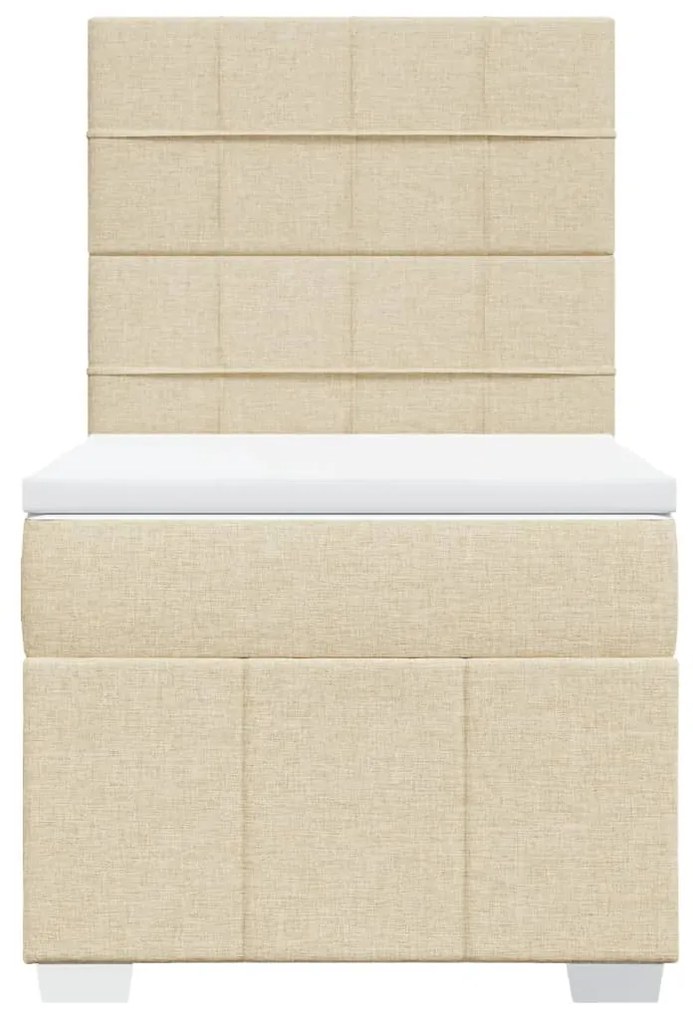 Κρεβάτι Boxspring με Στρώμα Κρεμ 100 x 200 εκ. Υφασμάτινο - Κρεμ