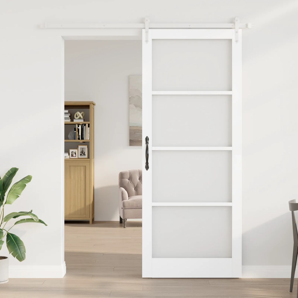 vidaXL Σετ Συρόμενης Πόρτας Σετ 2 Λευκό MDF 93 x 232 εκ.