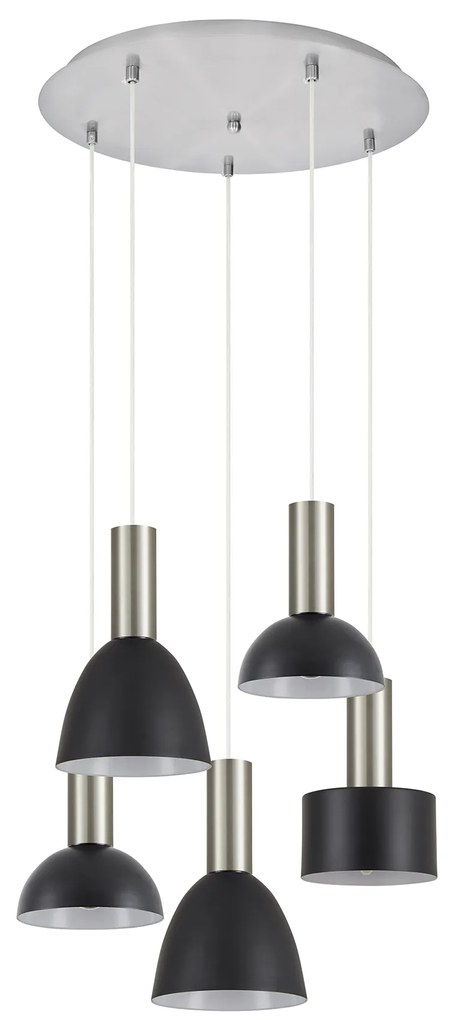 SE21-NM-4-5BL-MS123 ADEPT FLEX Nickel Matt Pendant Black Metal Shade+