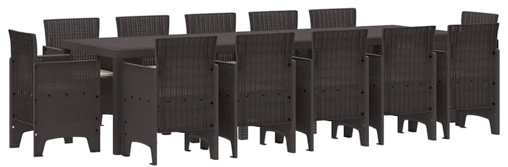 vidaXL Σέτ φαγητού για κήπο 13 pcs Καφέ και Ταπεί Πολυ ράταν