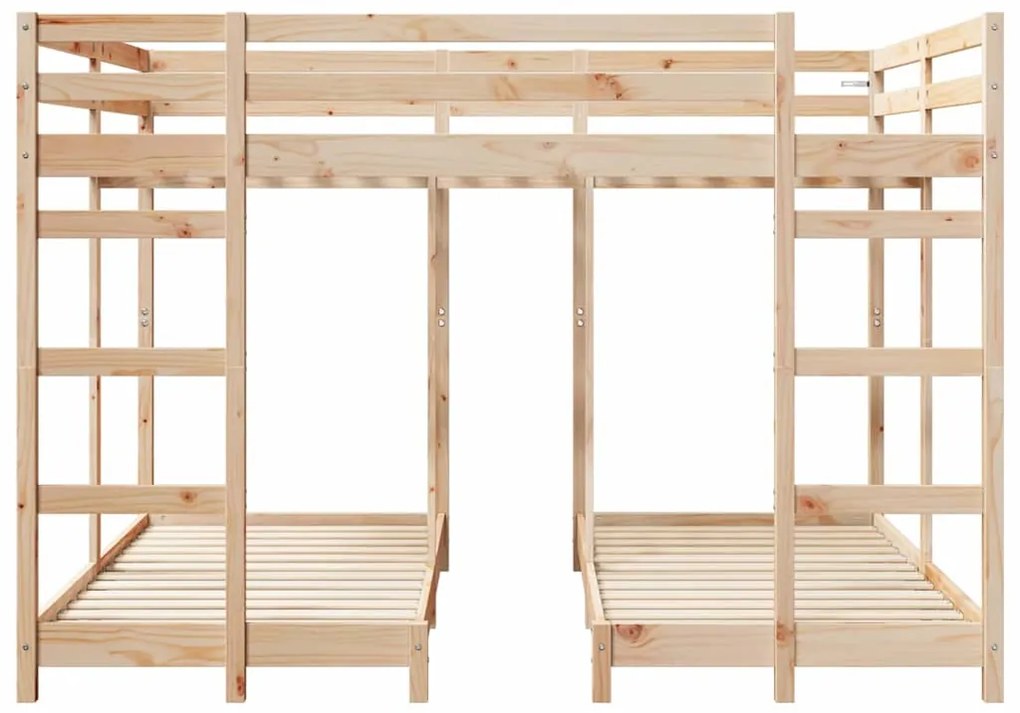 vidaXL Σκελετός Κουκέτας Τριών Επιπέδων Καφέ 160 x 200 cm