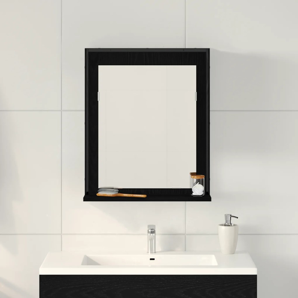 vidaXL Καθρέφτης μπάνιου  Μαύρο Δρυς 50x12x60 εκ. Επεξεργασμένο ξύλο