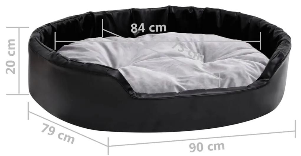 Κρεβάτι Σκύλου Μαύρο/Γκρι 90 x 79 x 20 εκ. Βελουτέ/Συνθ. Δέρμα - Μαύρο