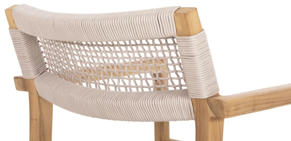 Πολυθρόνα CHARLOTTE Ξύλο Teak Φυσικό και Μπέζ Σχοινί 58x61x81Yεκ. 58x61x81 εκ.