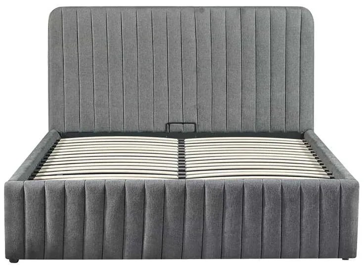 Κρεβάτι διπλό Zilin pakoworld ύφασμα ανθρακί-beige 160x200εκ