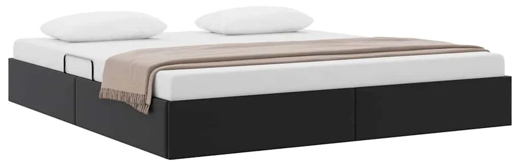 vidaXL Κρεβάτι Αποθήκης με στρώμα Μαύρο 160 x 200 cm Τεχνητό δέρμα