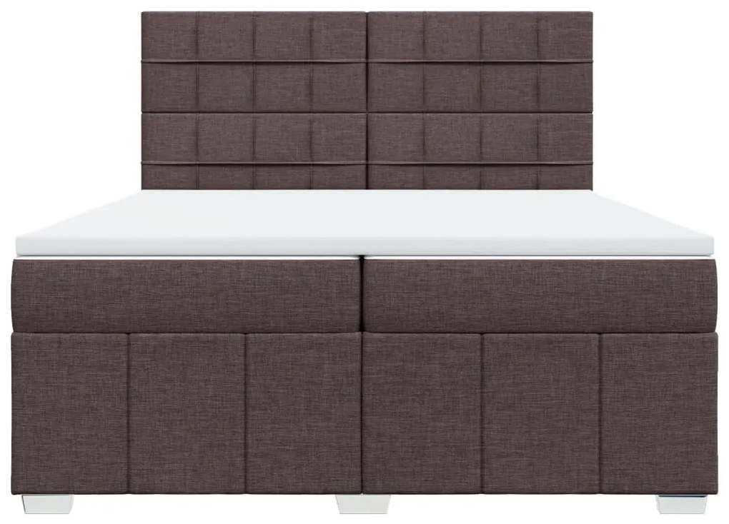 vidaXL Κρεβάτι Boxspring με Στρώμα Σκούρο Καφέ 200x200 εκ. Υφασμάτινο