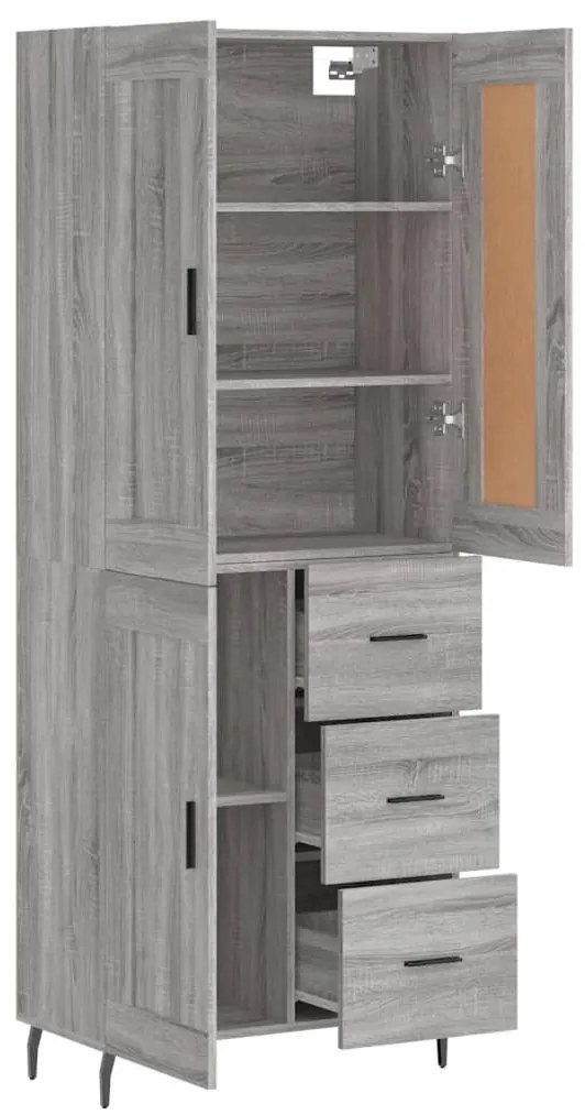 vidaXL Ντουλάπι Γκρι Sonoma 69,5 x 34 x 180 εκ. Επεξεργασμένο Ξύλο