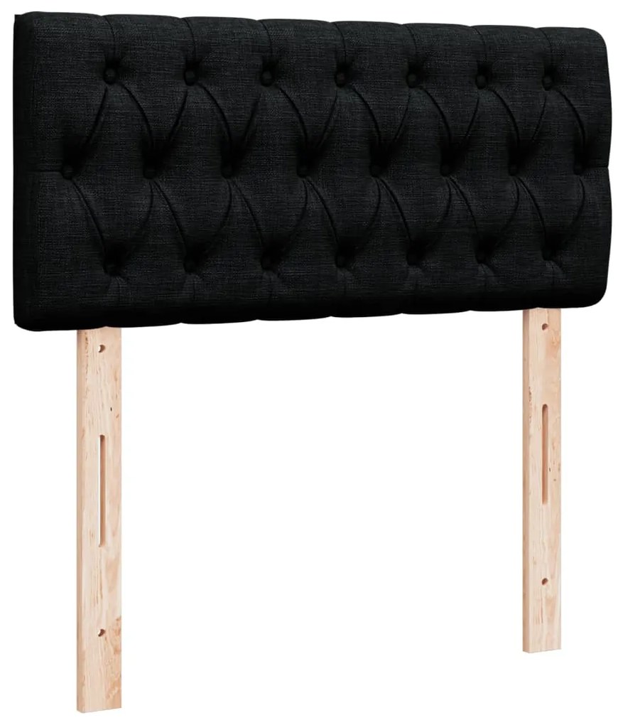 vidaXL Κρεβάτι Boxspring με Στρώμα Μαύρο 90x200 εκ. Υφασμάτινο